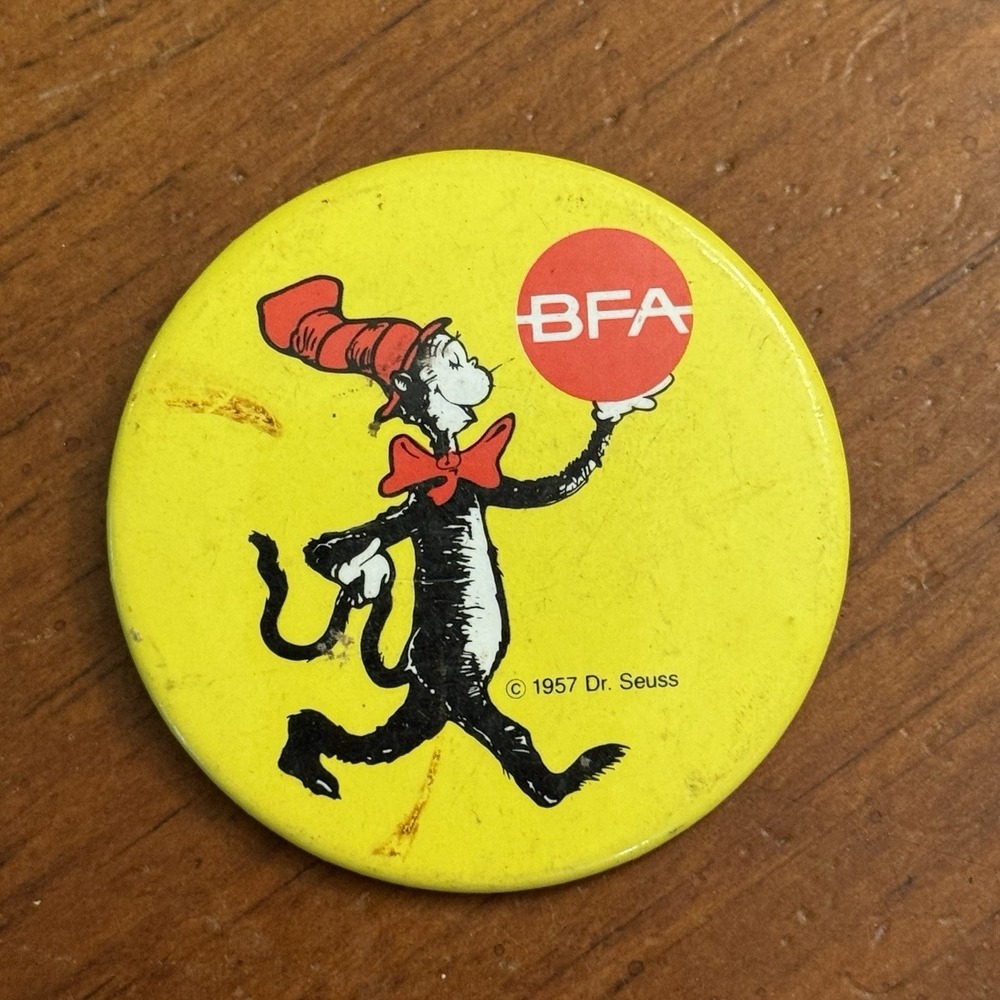 Dr Seuss Cat‎ In The Hat BFA Vintage Pinback Button Pin Round Circle